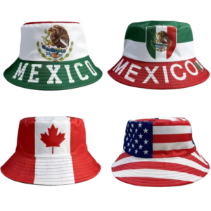 USA - Canada - Mexico  Flag Printed Bucket Hat
