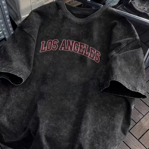 Vintage Washed Los Angeles Arch Letter Graphic T-Shirt, Retro USA City